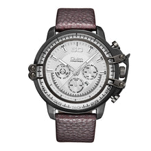 Load image into Gallery viewer, Oulm men's leather multi-area quartz watch